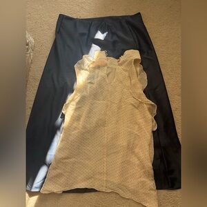 2 Piece Set Polka Dot Blouse/ Uniqlo Skirt